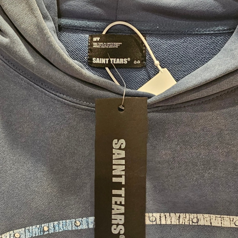 Saint Tears Hoodie‎ Men's Xl Blue Graphic Print Pullover Sweatshirt, Streetwear - Picture 6 of 12